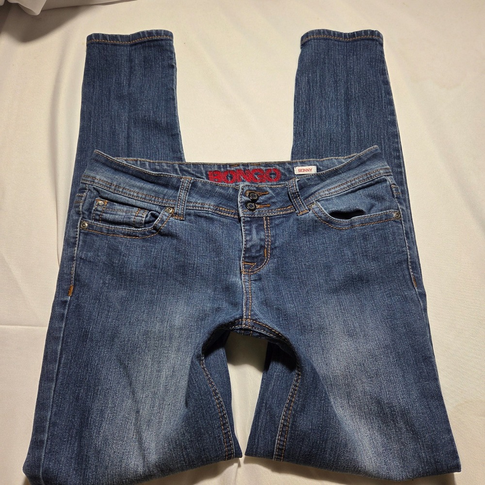 Bongo Womens‎ Skinny Jeans Blue Medium Wash Low Rise Flap Pocket Size 9